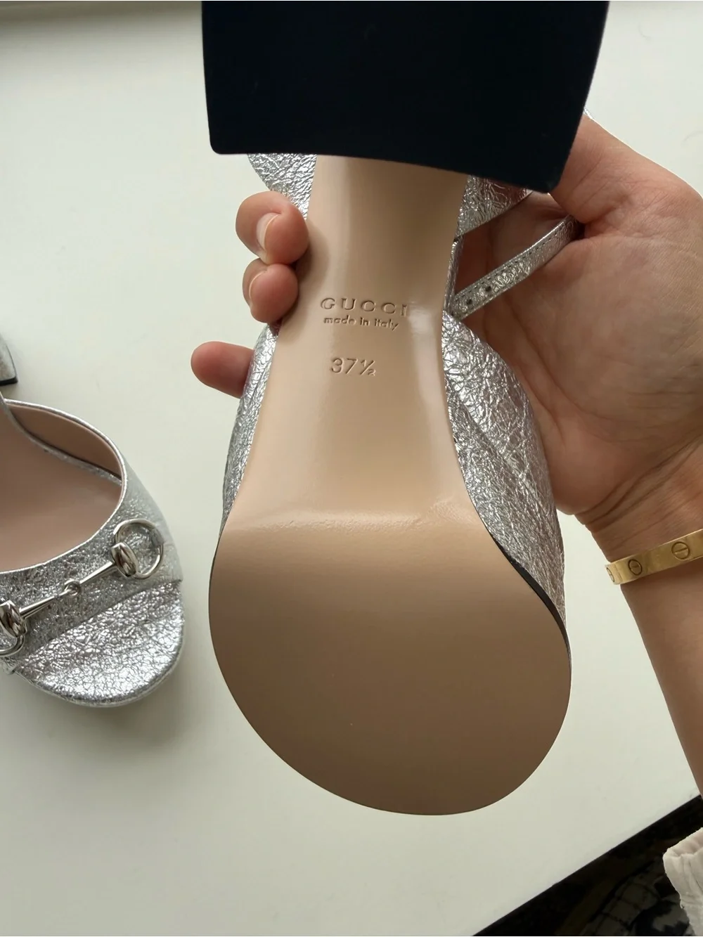 Gucci Silver Metallic Horsebit Platform Sandals - NWT NEVER WORN